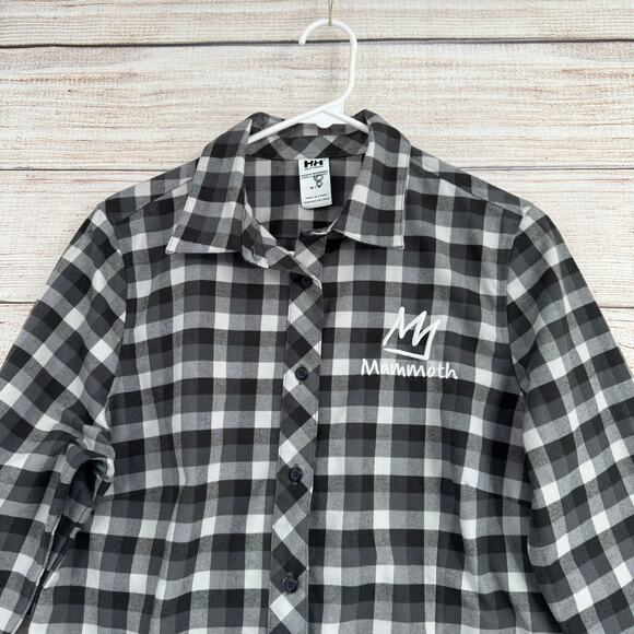 Helly Hansen Checkered Flannel Shirt Womens M Gray White Mammoth Embroidered - Picture 3 of 13